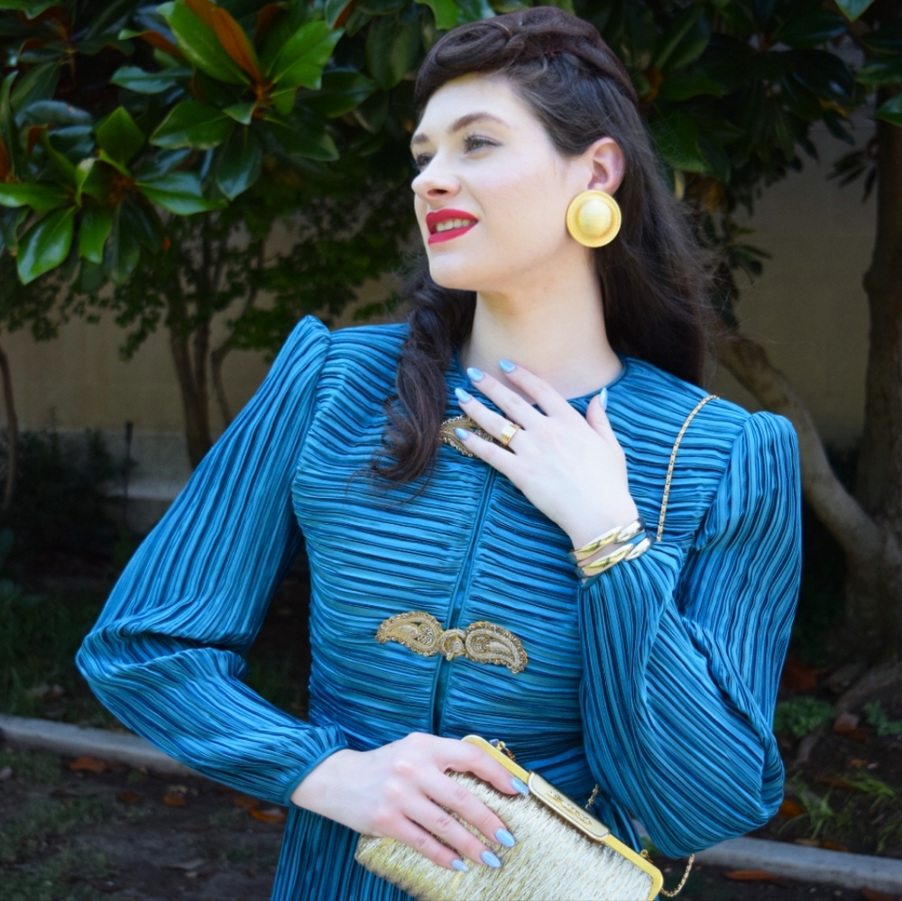 Vintage 1980's Electric Blue Two-Piece Set
